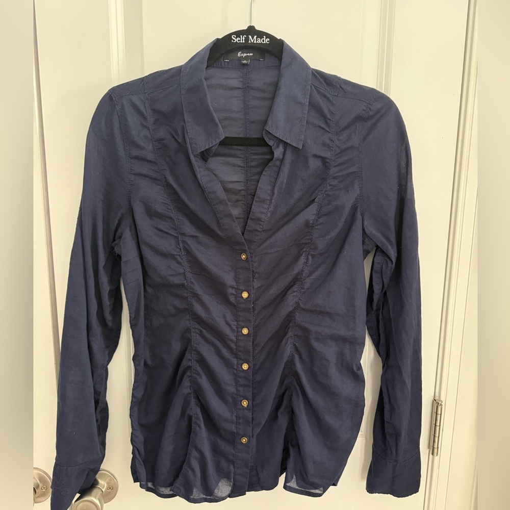Express women’s size: Small Ruched Button Down Top 3/4 Sleeve/longsleeve